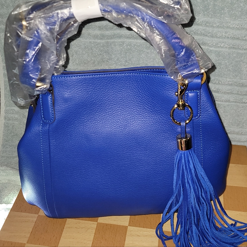 Blue Women's Tassel Satchel Handbag